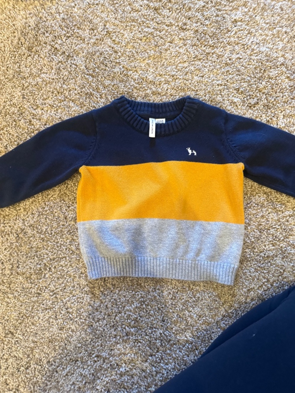 Janie and jack Colorblock Crewneck Sweater - Navy, Mustard & Light Gray 12-18mo